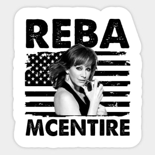 Retro Reba McEntire American Flag Music Gift Sticker